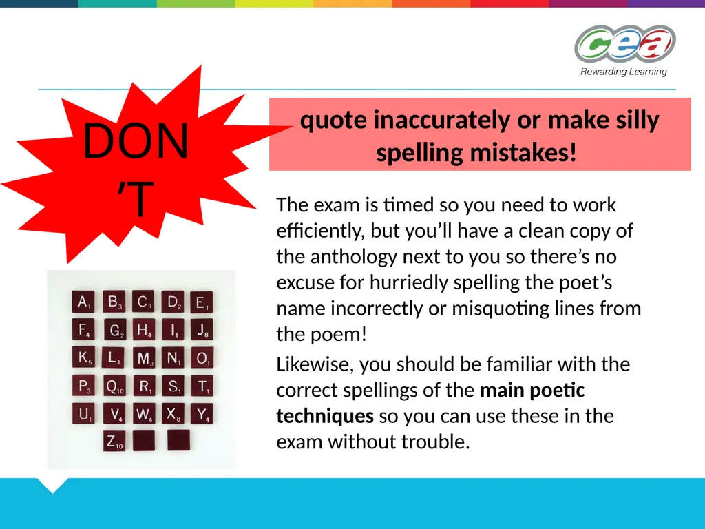 Unit 2 Section B Poetry DOs and DON’Ts Tips to - slide 8 of 10