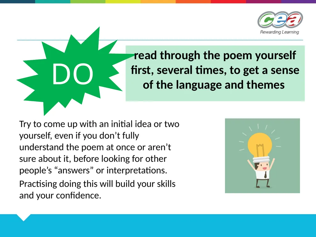 Unit 2 Section B Poetry DOs and DON’Ts Tips to - slide 2 of 10