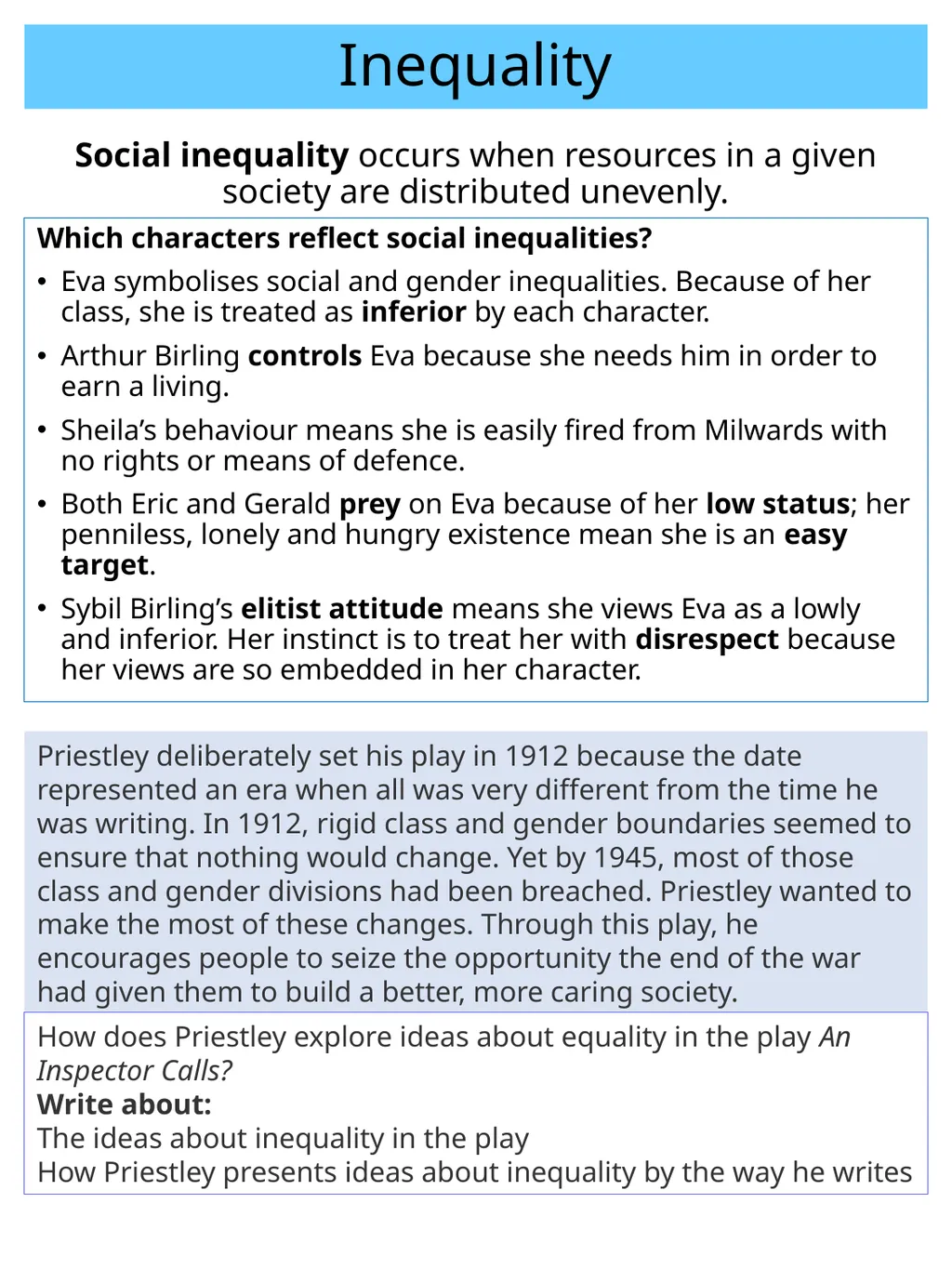 Morality How does Priestley explore issues of - slide 4 of 5