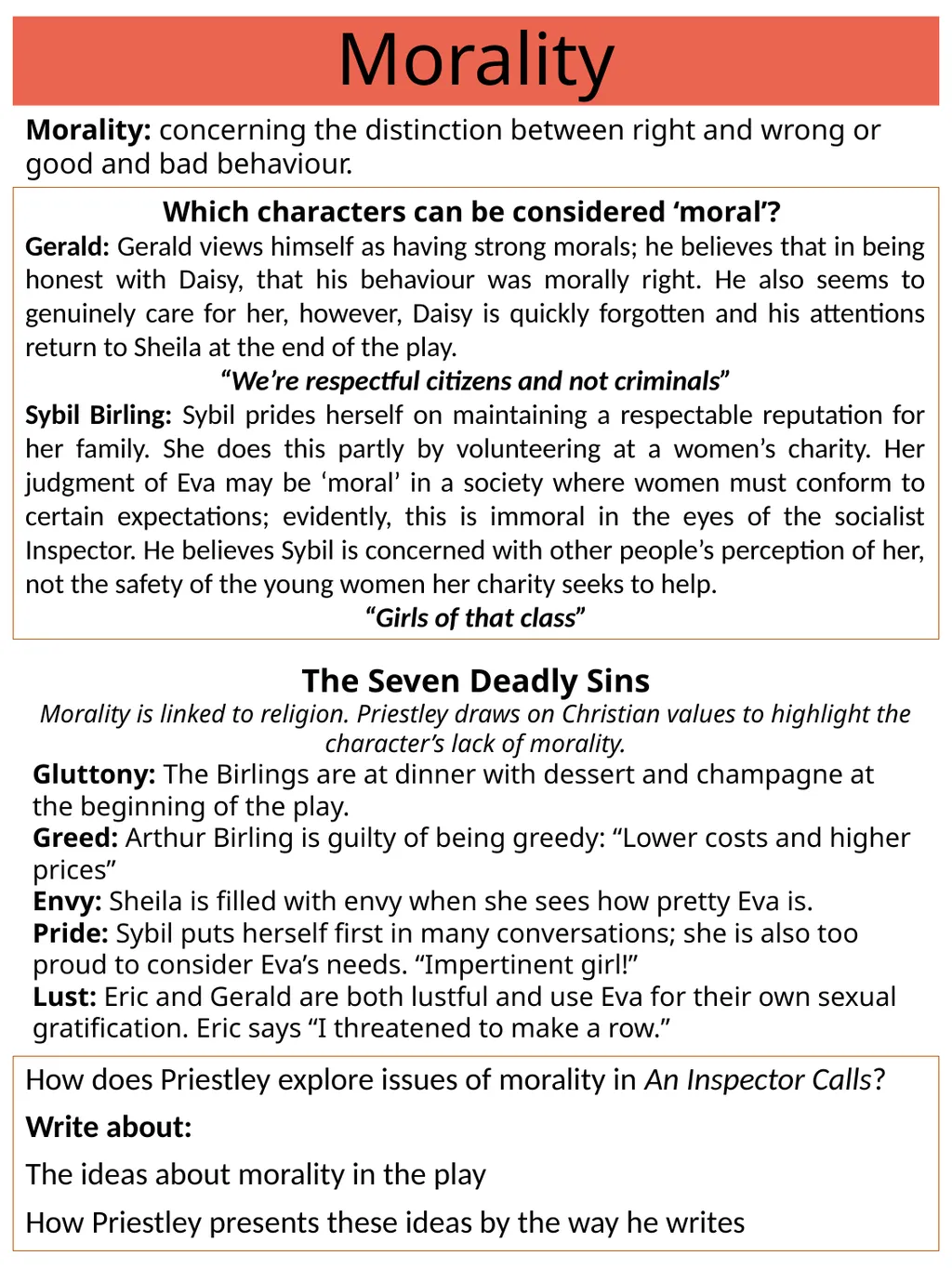 Morality How does Priestley explore issues of - slide 1 of 5