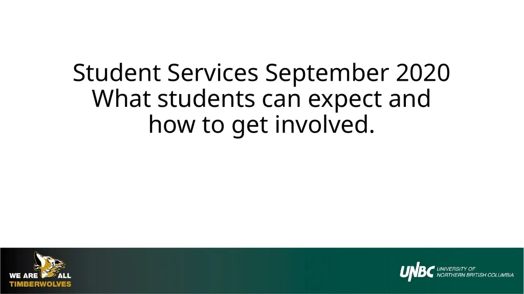 Student Services September 2020 What students can - slide 1 of 8