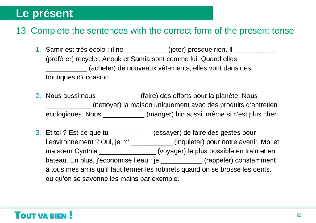 Grammaire Unité 1 : Bonjour, je me présente • Le - slide 20 of 20