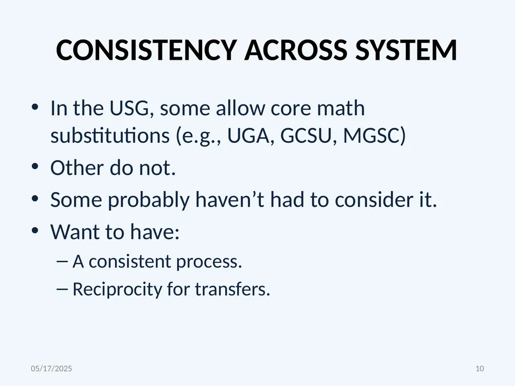 CORE MATH COURSE SUBSTITUTION POLICY PROPOSAL WILL - slide 10 of 21