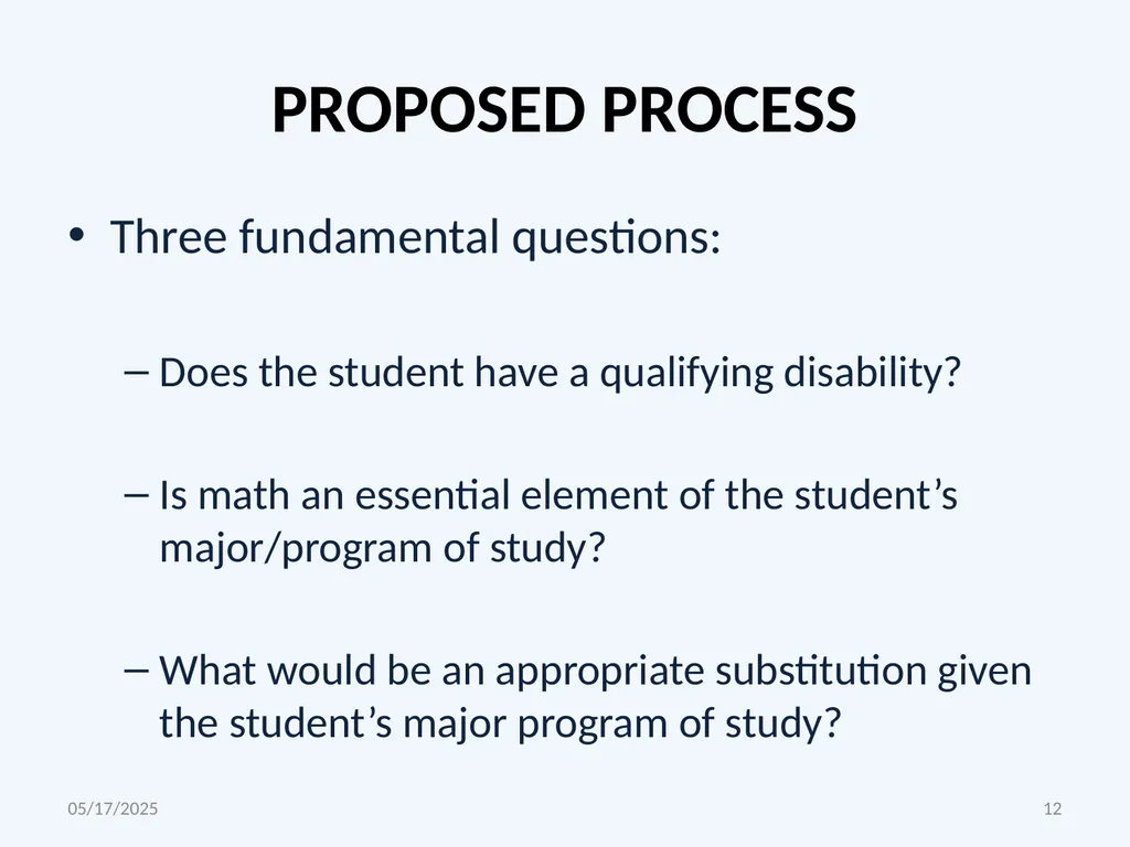 CORE MATH COURSE SUBSTITUTION POLICY PROPOSAL WILL - slide 12 of 21