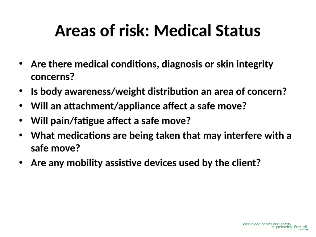 Client Mobility Risk Assessment SASWH acknowledges - slide 16 of 31