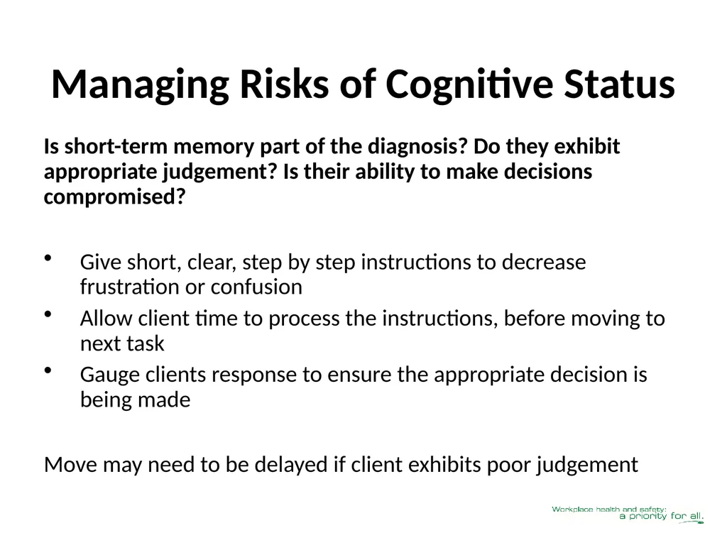 Client Mobility Risk Assessment SASWH acknowledges - slide 11 of 31