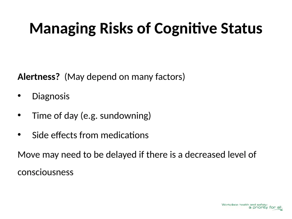 Client Mobility Risk Assessment SASWH acknowledges - slide 12 of 31