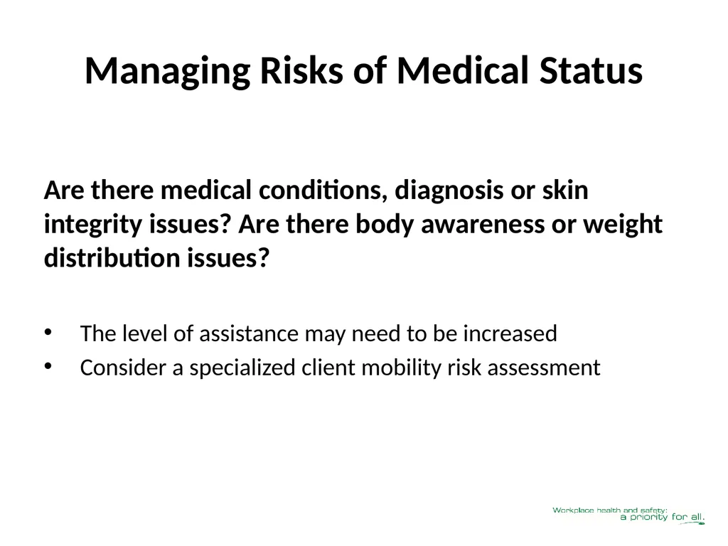 Client Mobility Risk Assessment SASWH acknowledges - slide 17 of 31