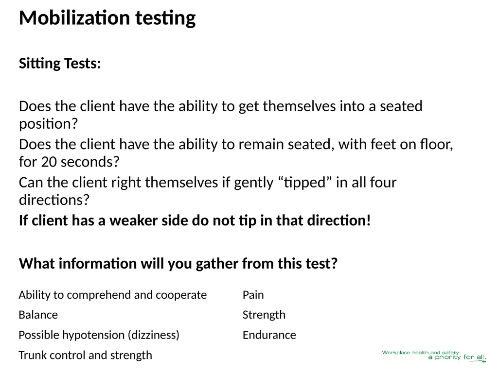 Client Mobility Risk Assessment SASWH acknowledges - slide 26 of 31