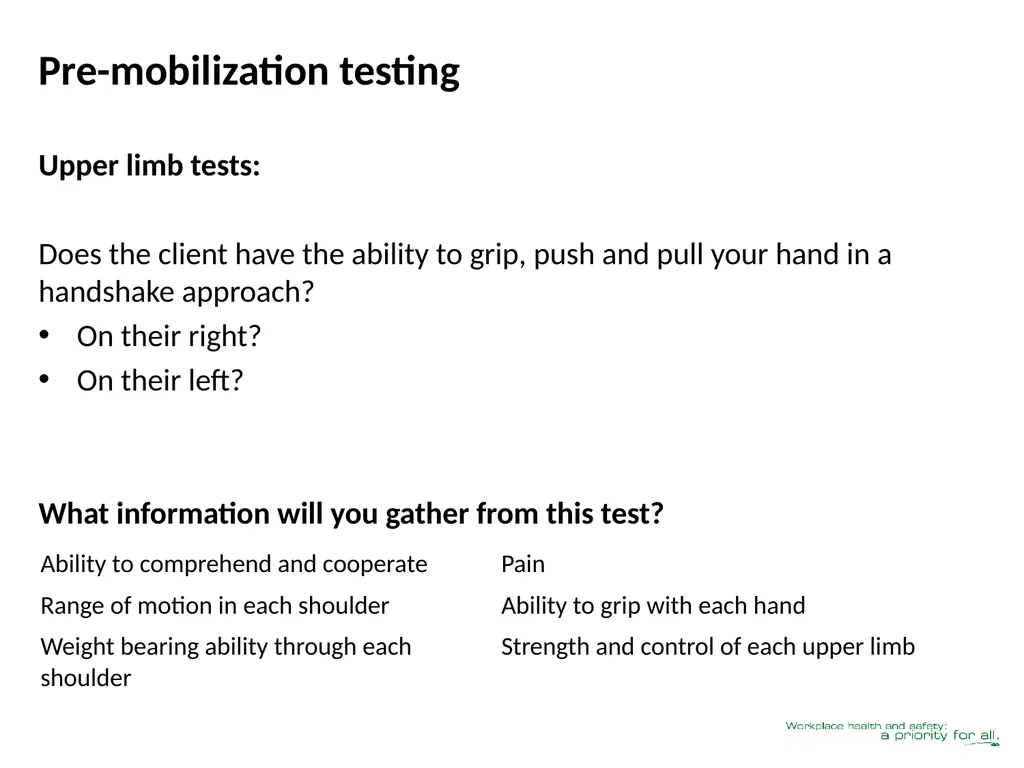 Client Mobility Risk Assessment SASWH acknowledges - slide 23 of 31
