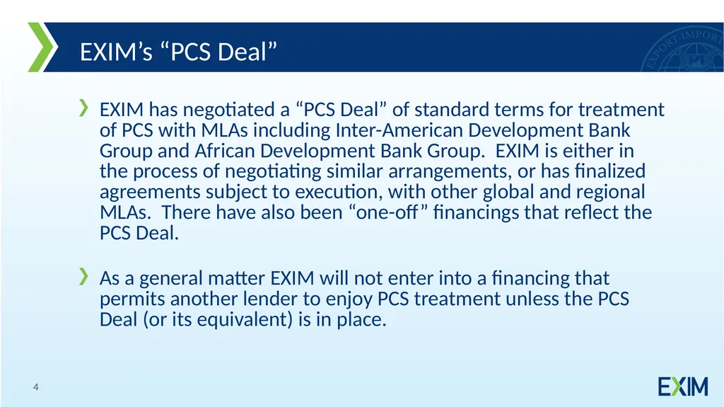 EXIM Approach to Multilateral Agency Preferred - slide 4 of 7