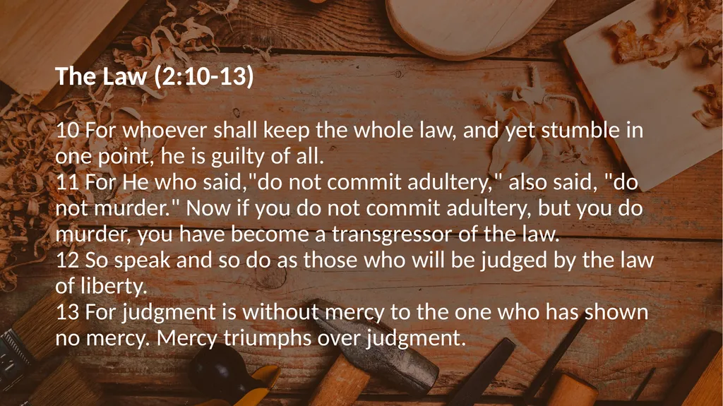 No Preferential Treatment (2:1-9) 1 My brethren, - slide 5 of 9
