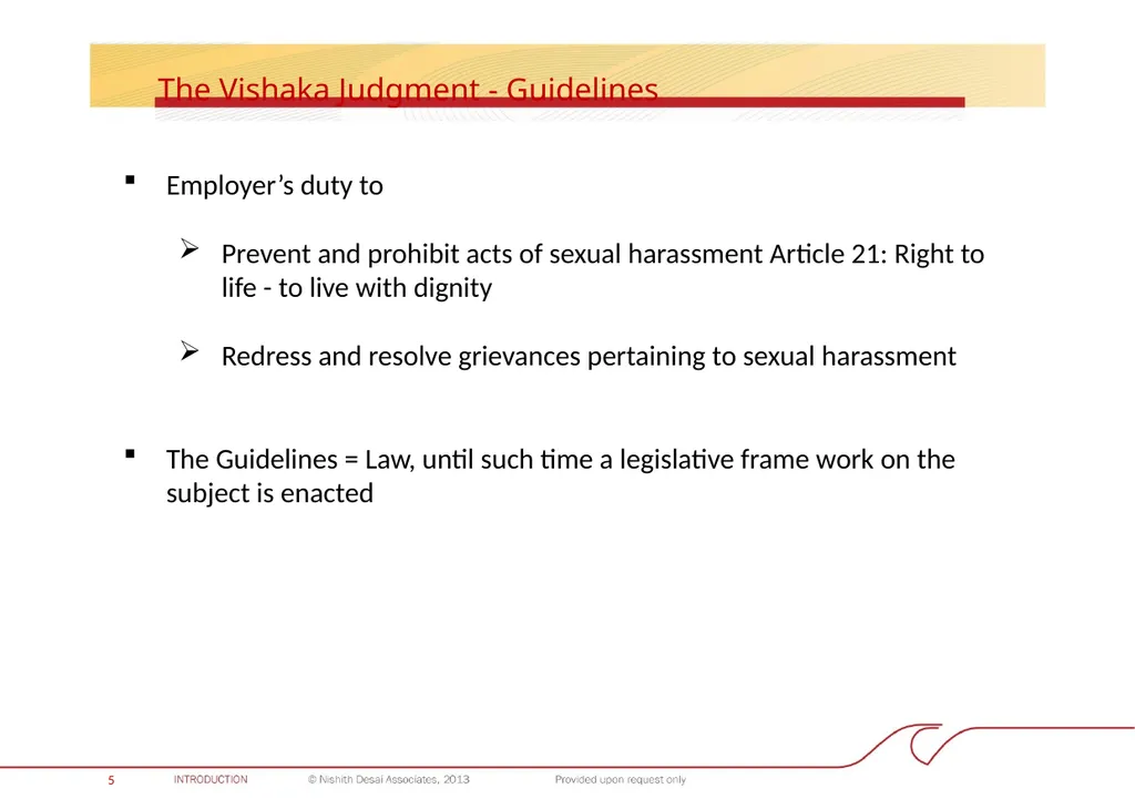 INDIA: PROHIBITION OF SEXUAL HARASSMENT AT THE - slide 6 of 28