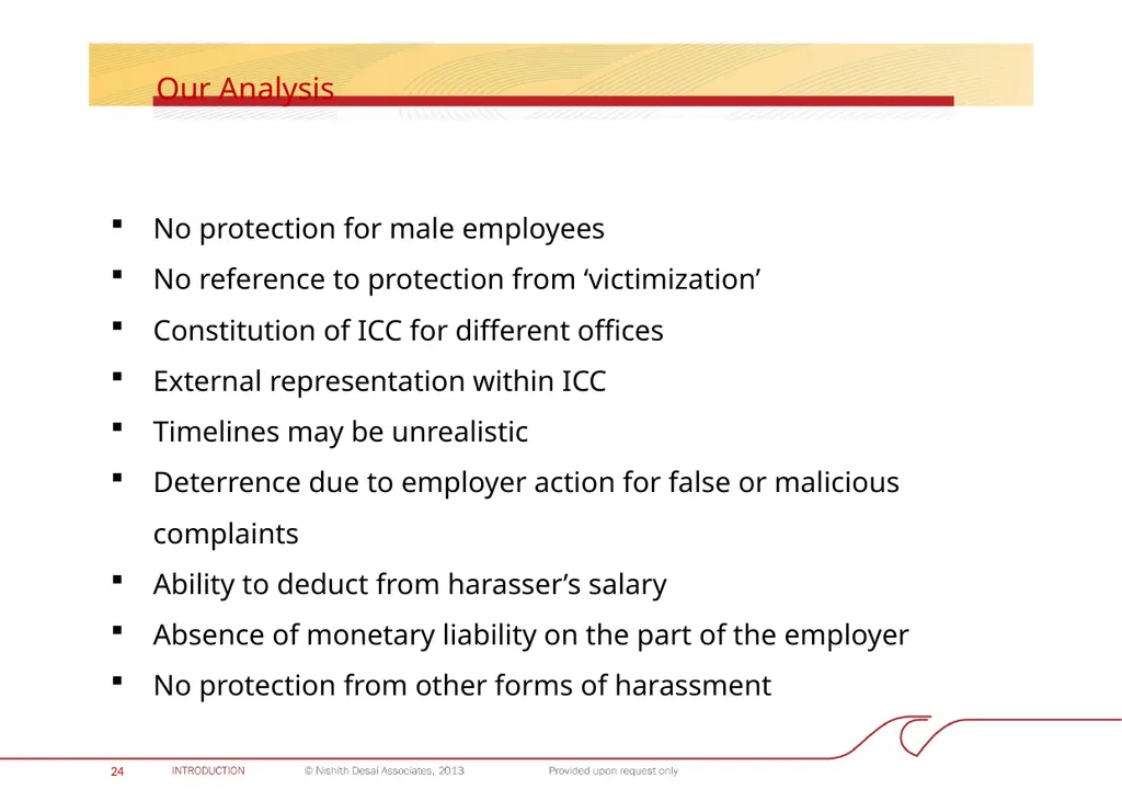 INDIA: PROHIBITION OF SEXUAL HARASSMENT AT THE - slide 26 of 28
