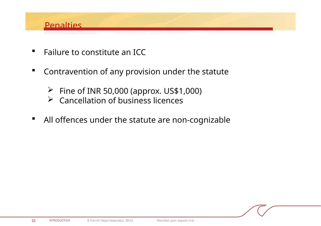 INDIA: PROHIBITION OF SEXUAL HARASSMENT AT THE - slide 23 of 28