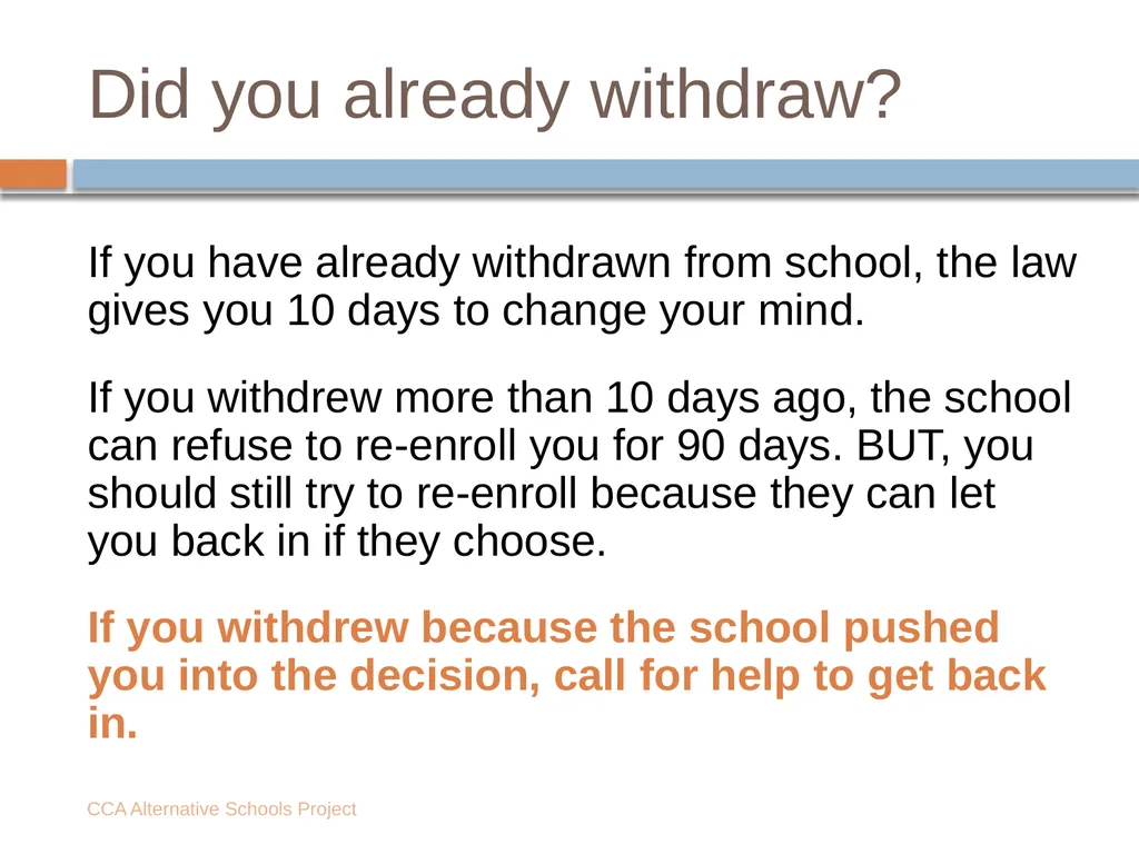 Is your school trying to force you to leave? - slide 17 of 18