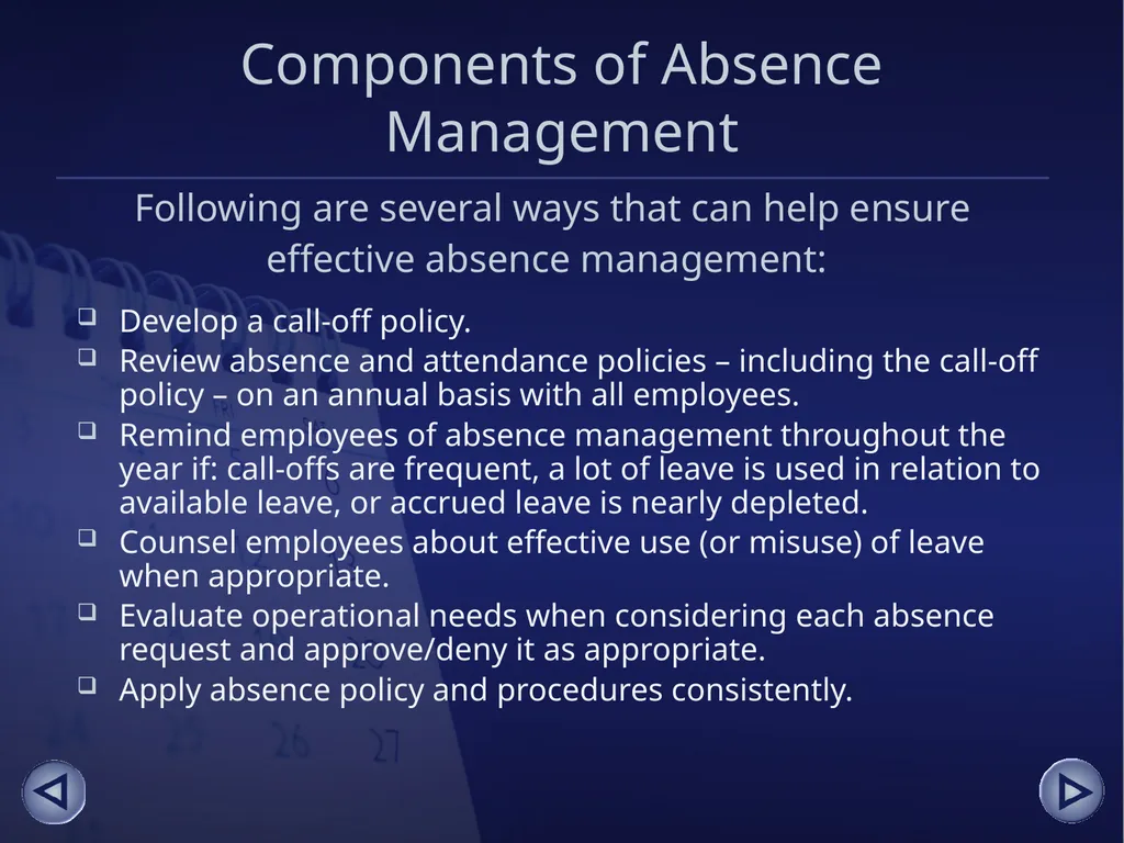 Absence Management for Supervisors An online - slide 15 of 38