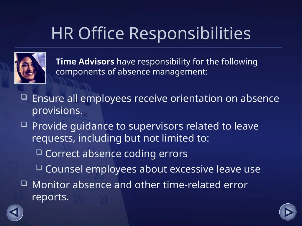 Absence Management for Supervisors An online - slide 9 of 38