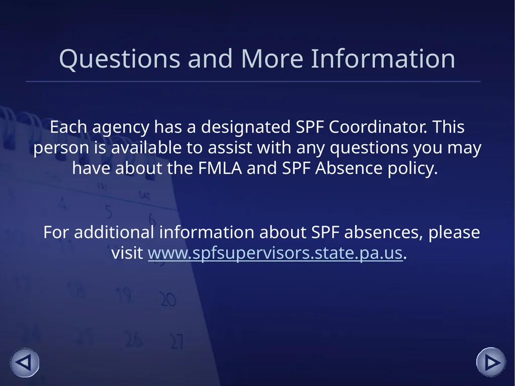 Absence Management for Supervisors An online - slide 37 of 38