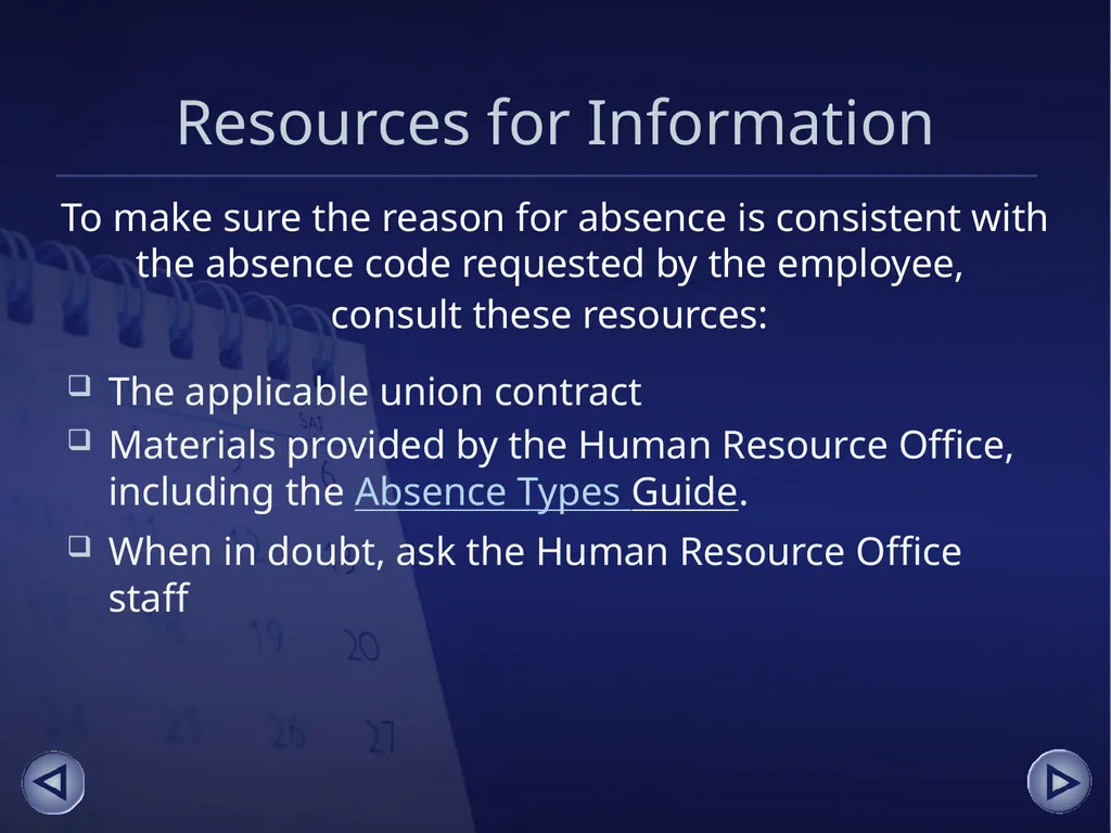Absence Management for Supervisors An online - slide 23 of 38