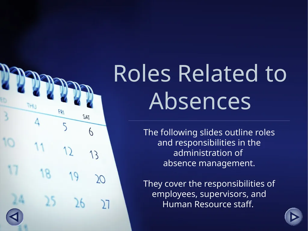 Absence Management for Supervisors An online - slide 5 of 38
