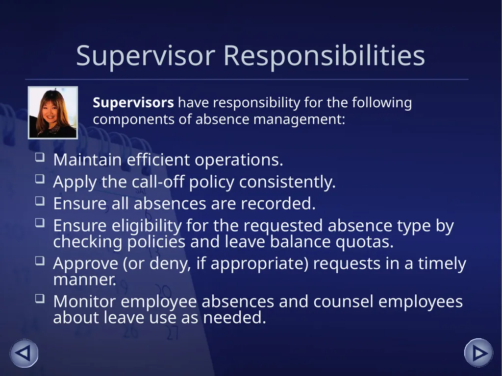 Absence Management for Supervisors An online - slide 7 of 38
