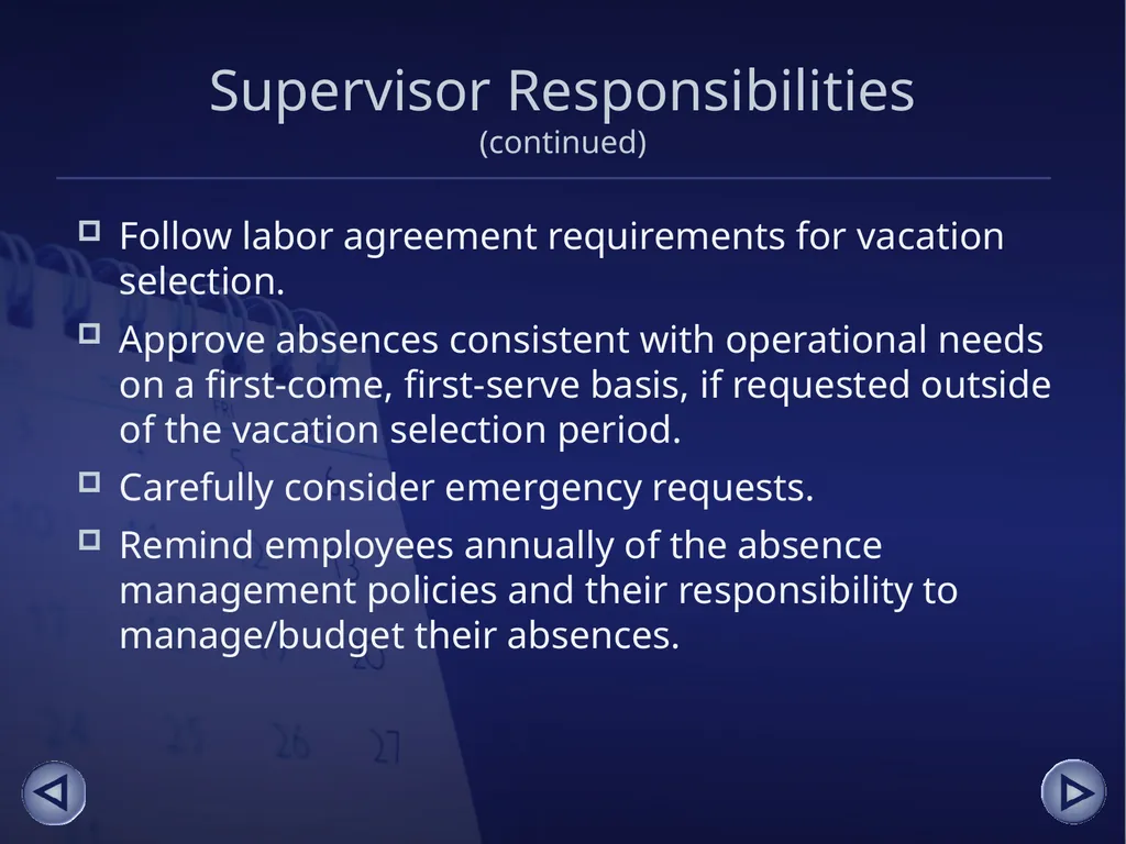 Absence Management for Supervisors An online - slide 8 of 38