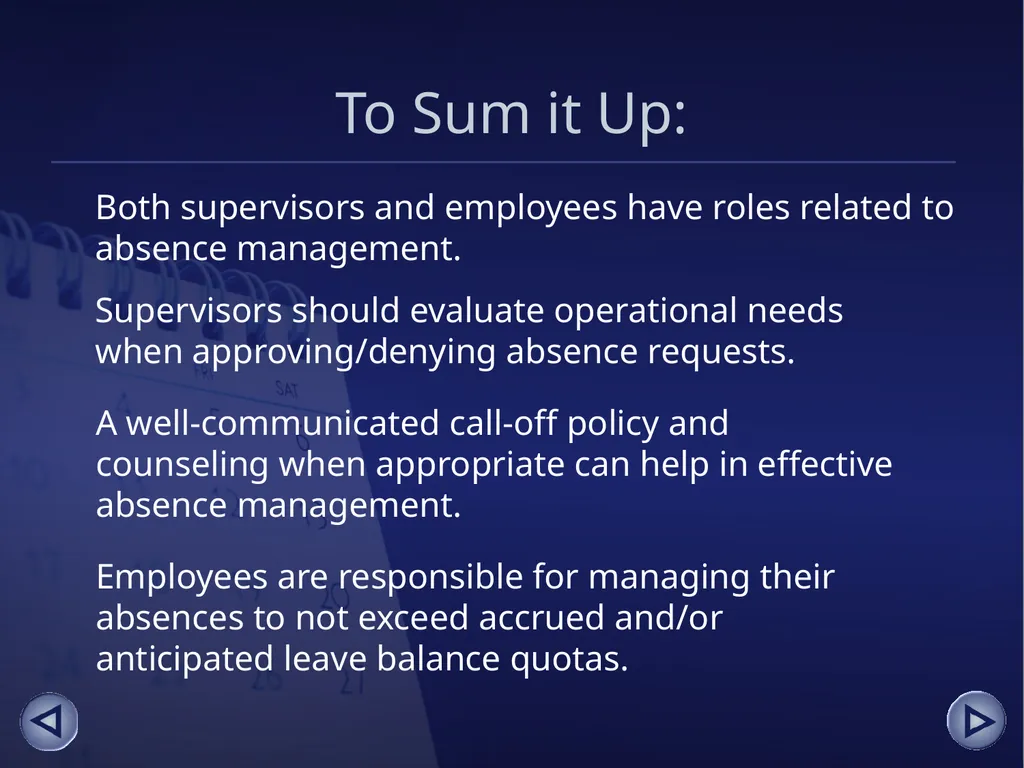 Absence Management for Supervisors An online - slide 16 of 38