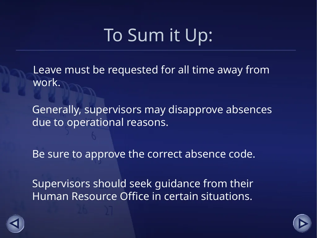Absence Management for Supervisors An online - slide 26 of 38