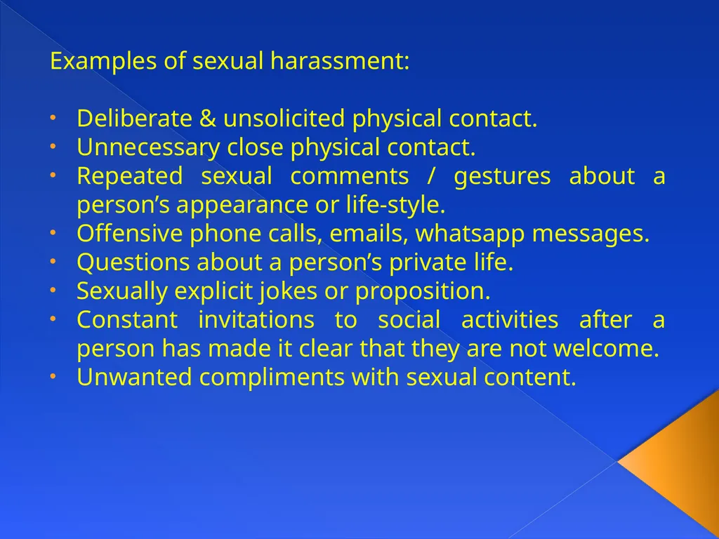 ANTI-HARASSMENT GUIDELINES Aim: What constitutes - slide 9 of 18