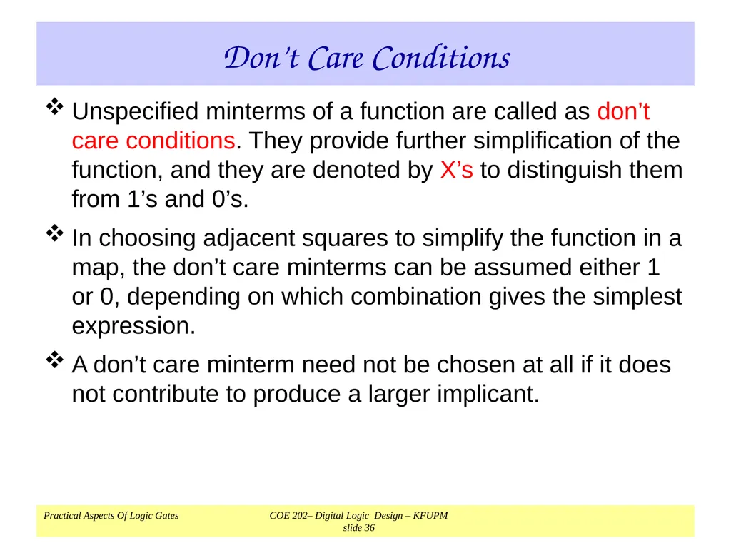 K-Map Simplification COE 202 Digital Logic Design - slide 36 of 46