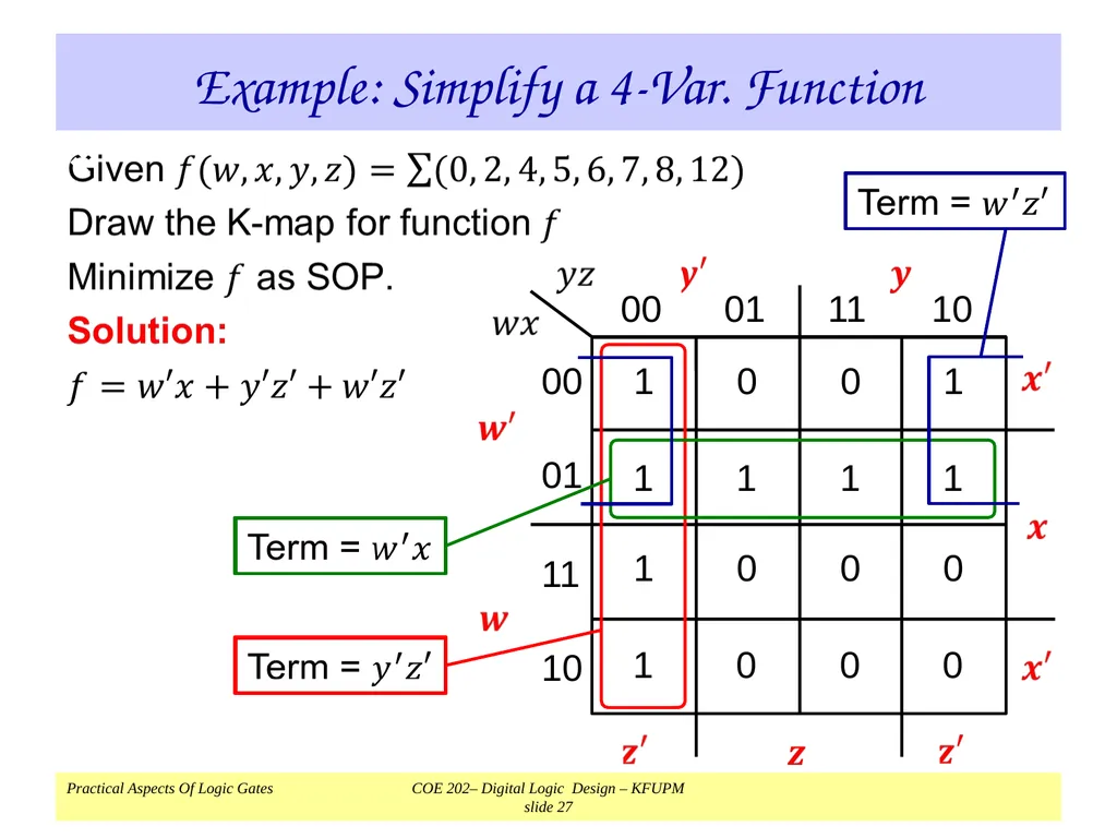 K-Map Simplification COE 202 Digital Logic Design - slide 27 of 46