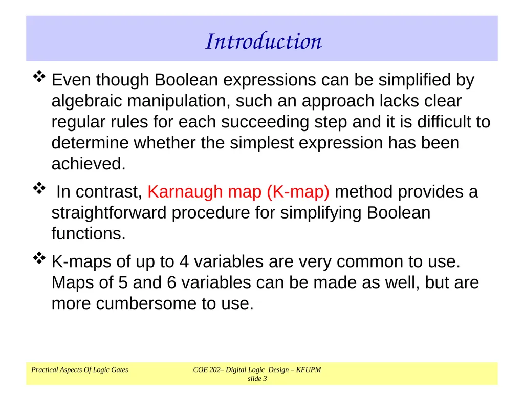 K-Map Simplification COE 202 Digital Logic Design - slide 3 of 46