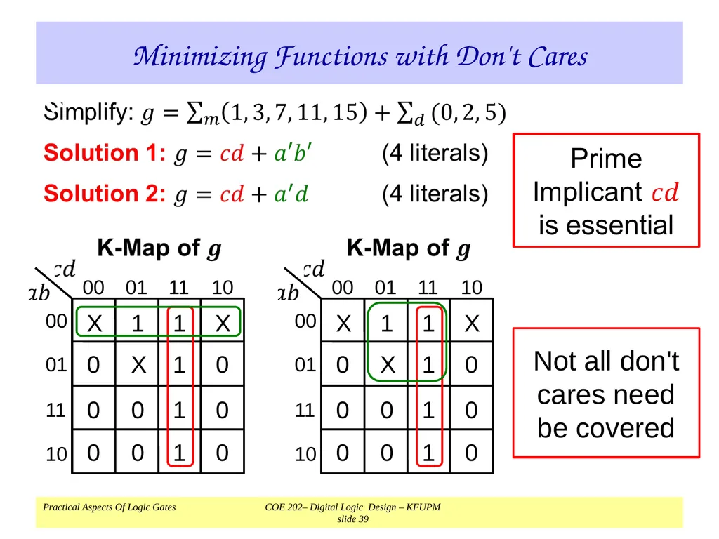 K-Map Simplification COE 202 Digital Logic Design - slide 39 of 46