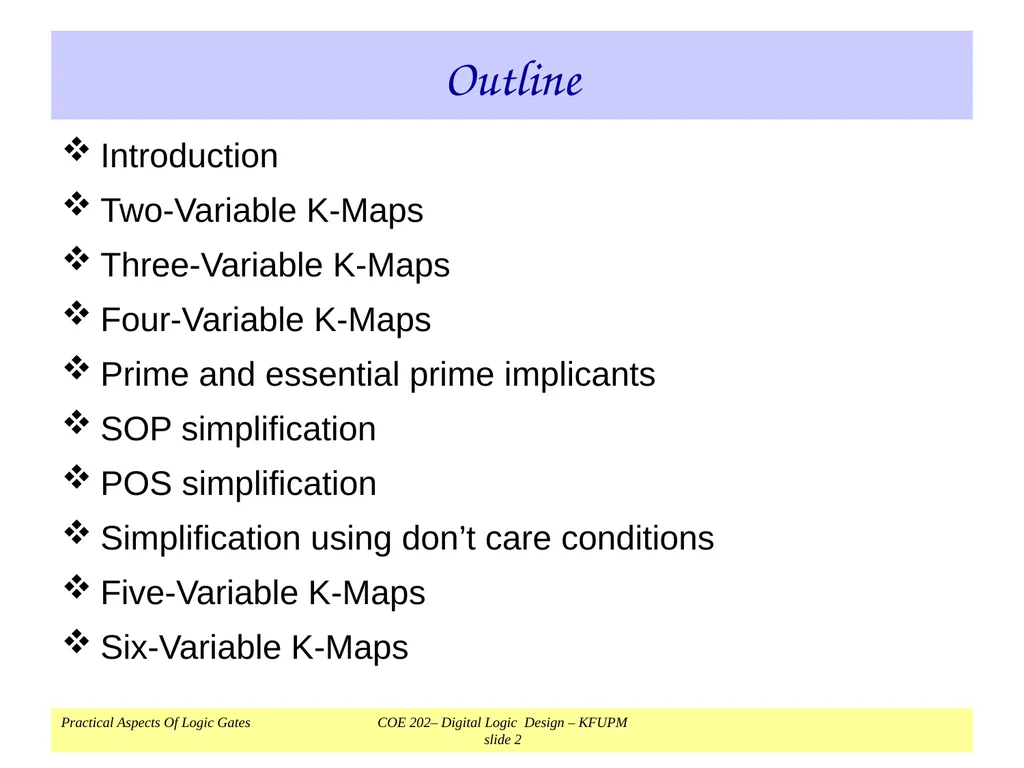 K-Map Simplification COE 202 Digital Logic Design - slide 2 of 46