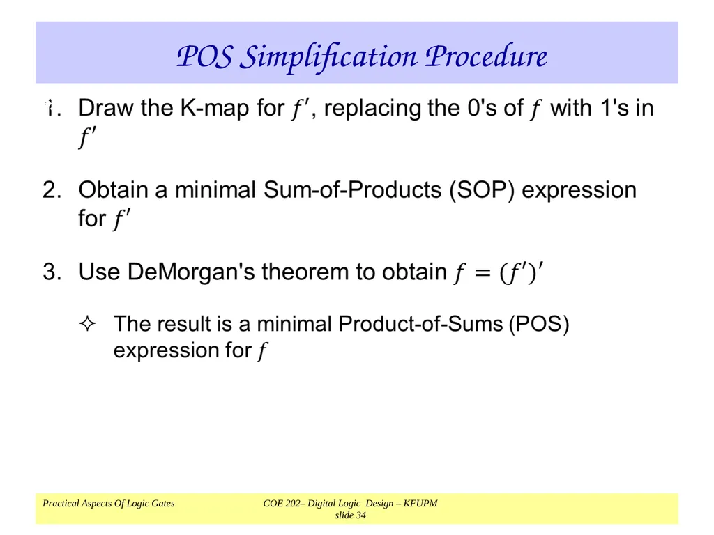 K-Map Simplification COE 202 Digital Logic Design - slide 34 of 46
