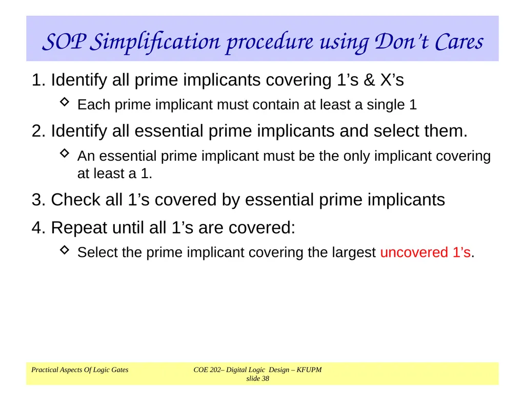 K-Map Simplification COE 202 Digital Logic Design - slide 38 of 46