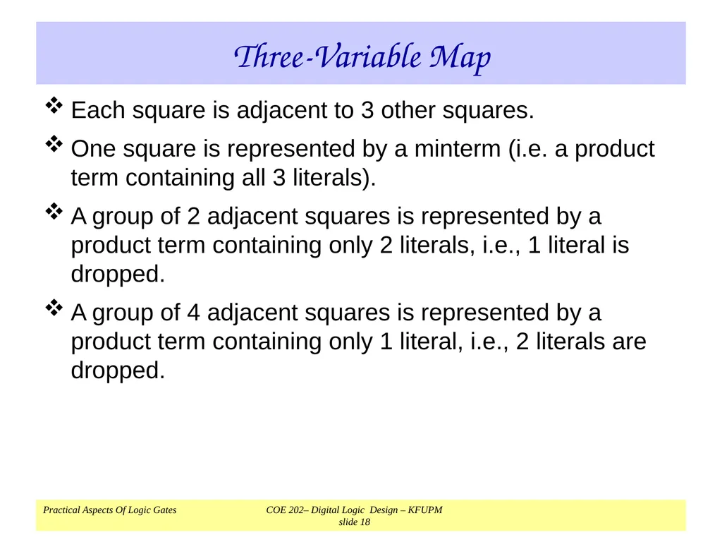 K-Map Simplification COE 202 Digital Logic Design - slide 18 of 46
