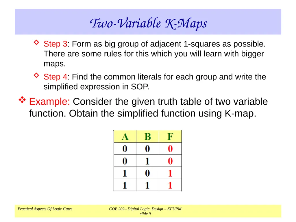 K-Map Simplification COE 202 Digital Logic Design - slide 9 of 46