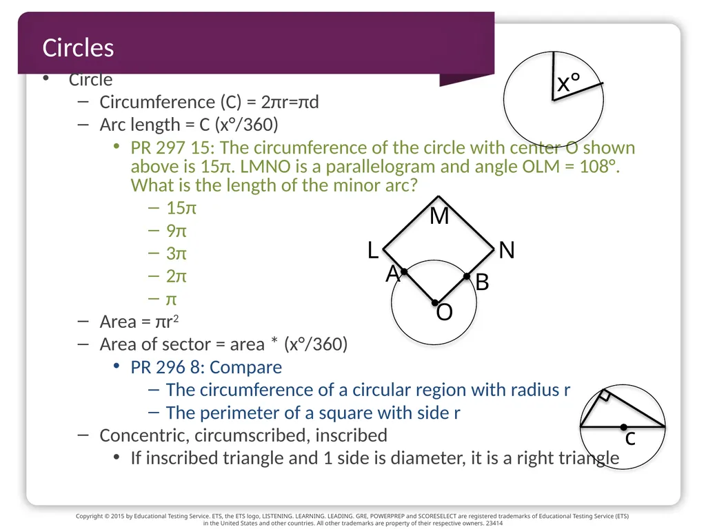 GRE TEST prep Geometry Beth Bowman, Ph.D. VSSA GRE - slide 7 of 15