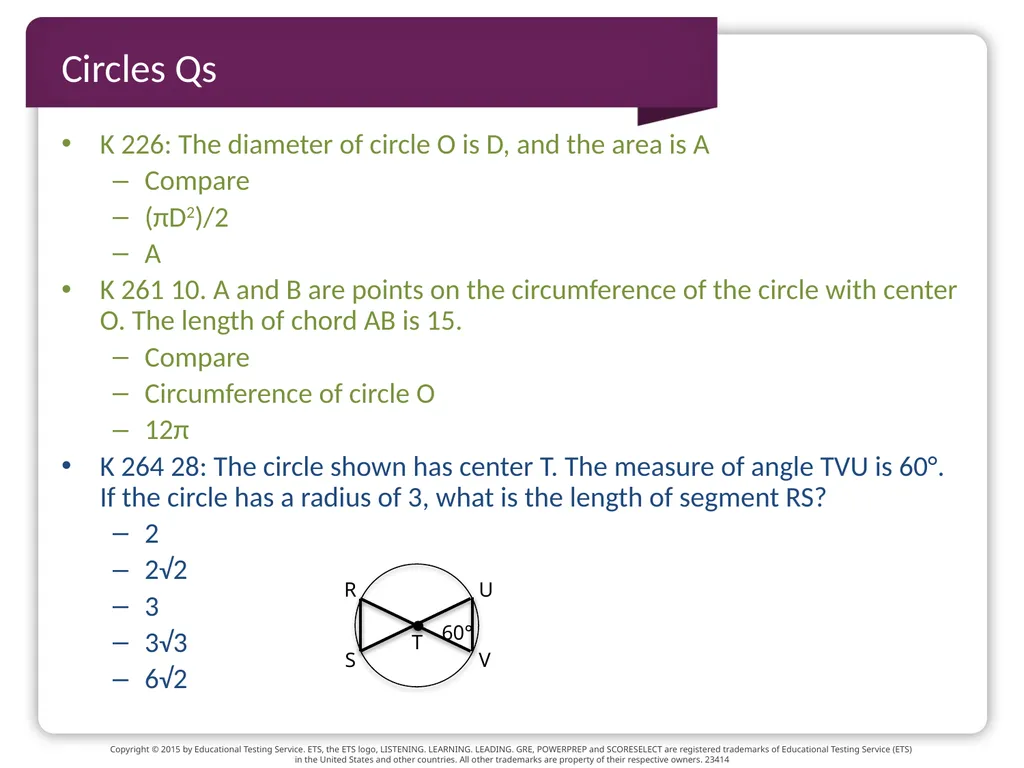 GRE TEST prep Geometry Beth Bowman, Ph.D. VSSA GRE - slide 8 of 15