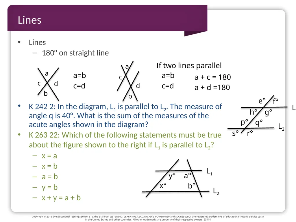 GRE TEST prep Geometry Beth Bowman, Ph.D. VSSA GRE - slide 3 of 15