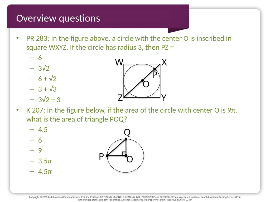 GRE TEST prep Geometry Beth Bowman, Ph.D. VSSA GRE - slide 10 of 15