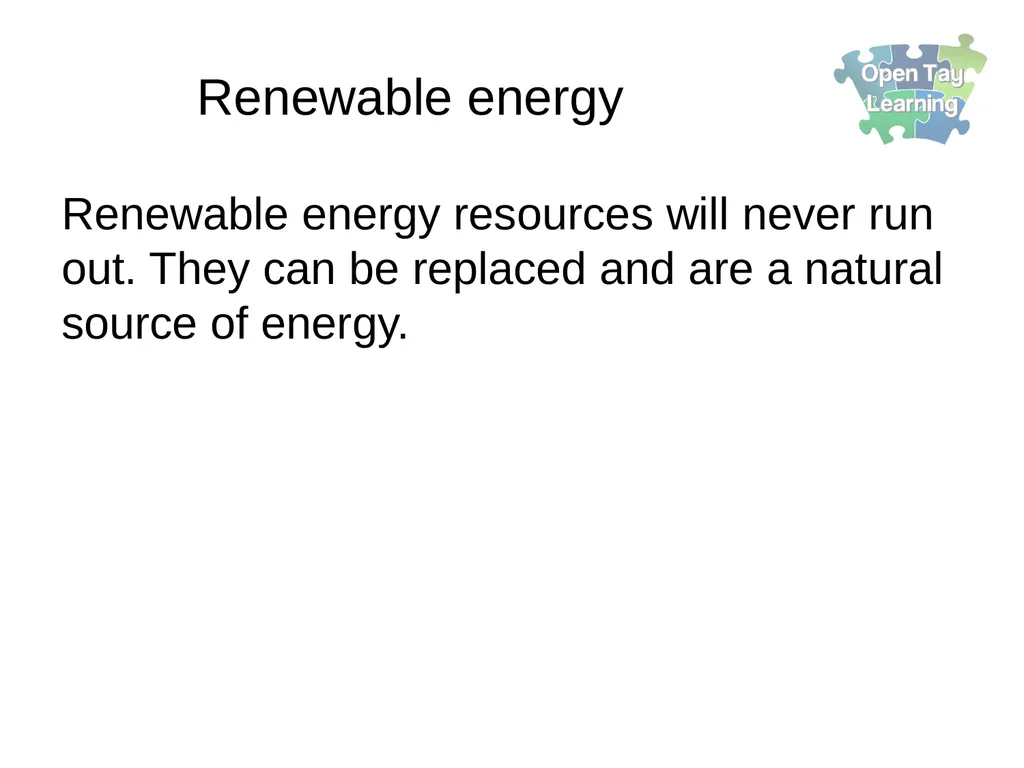 Electricity Renewable energy sources Learning - slide 9 of 18