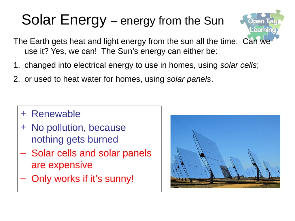 Electricity Renewable energy sources Learning - slide 15 of 18