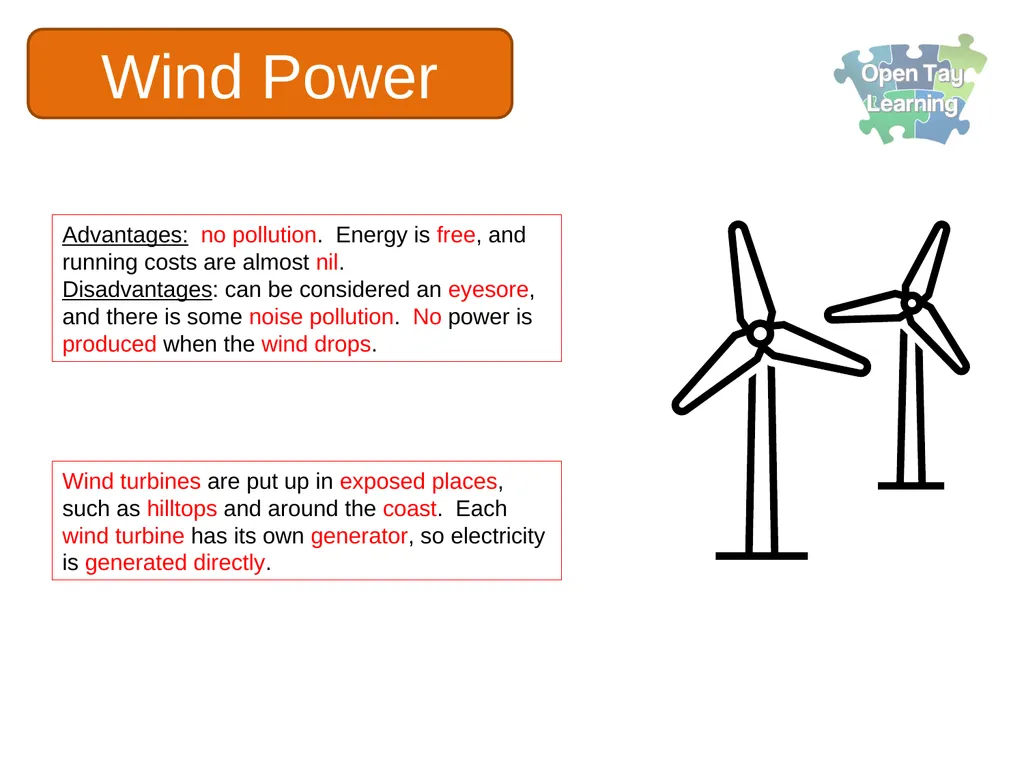 Electricity Renewable energy sources Learning - slide 13 of 18