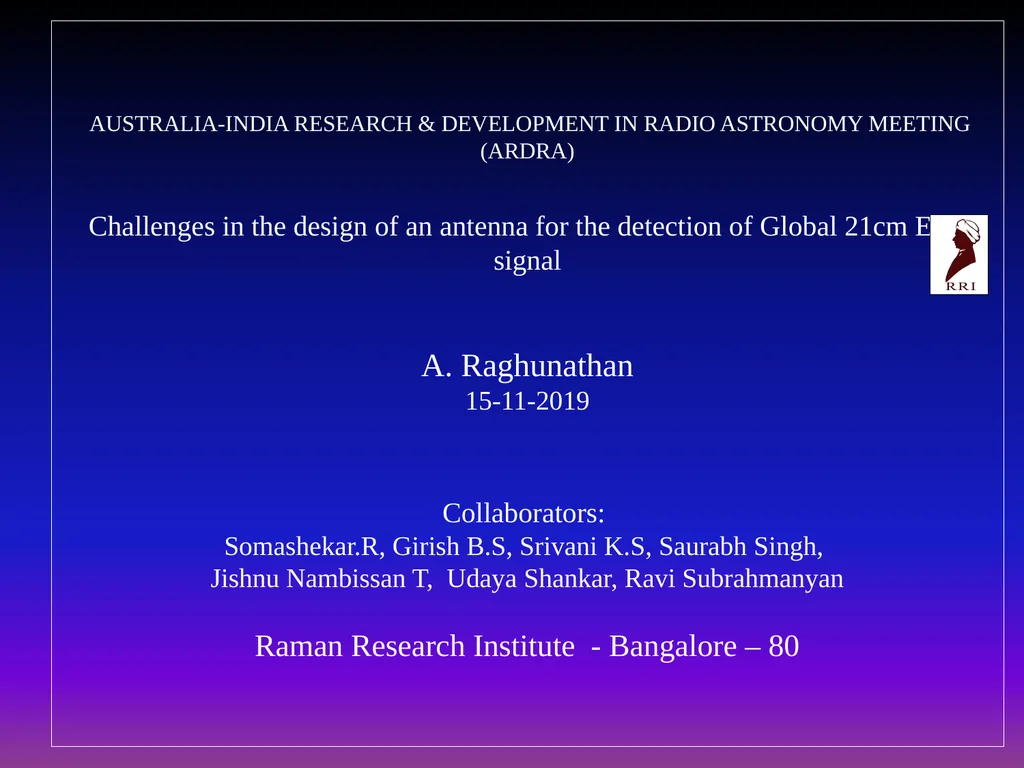 AUSTRALIA-INDIA RESEARCH & DEVELOPMENT IN RADIO - slide 1 of 18