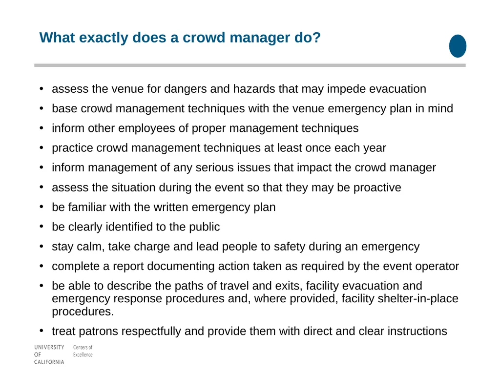 Crowd Management Tracy Stark What is a Crowd - slide 10 of 13