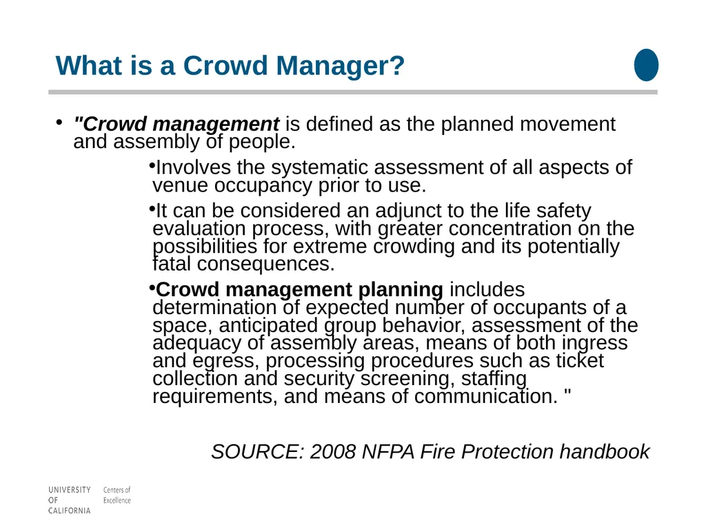 Crowd Management Tracy Stark What is a Crowd - slide 2 of 13