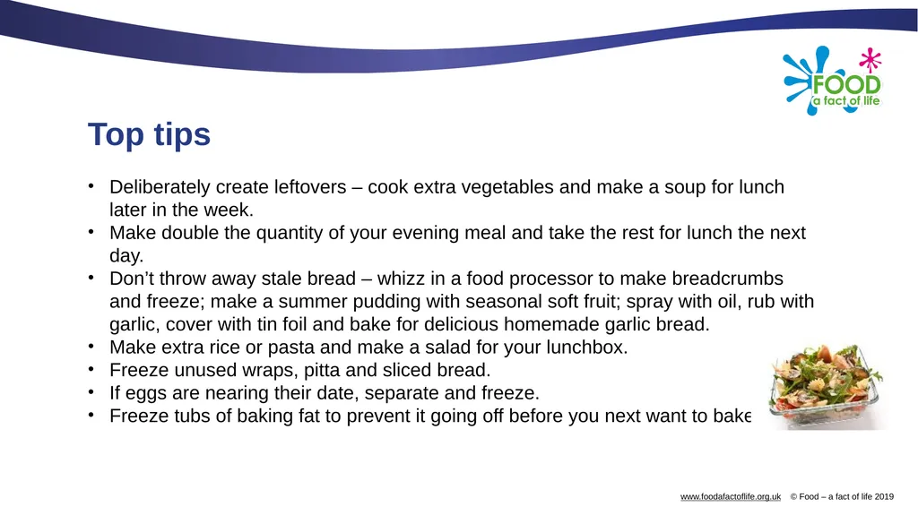 Using leftovers Using leftovers For many reasons, - slide 3 of 9